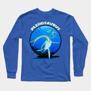 Plesiosaurus Prehistoric With Background Long Sleeve T-Shirt